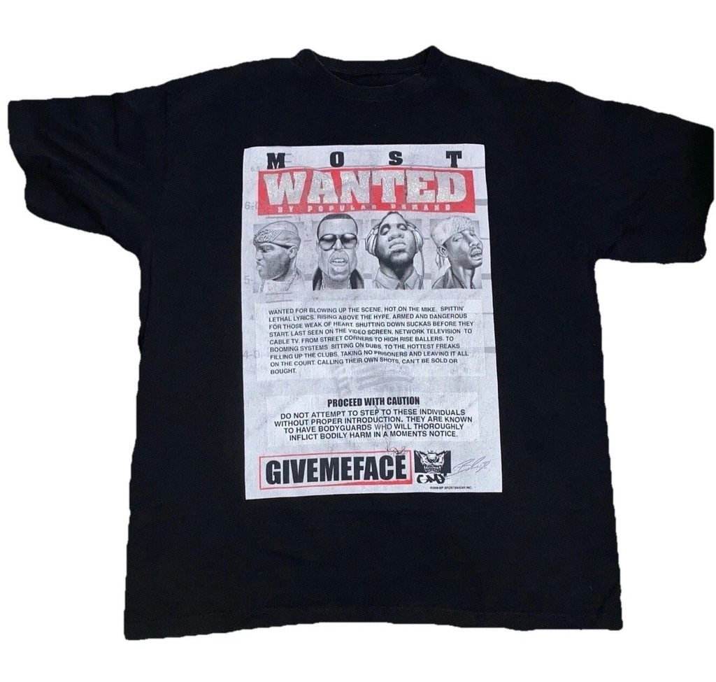 Y2K GiveMeFace Most Wanted Rappers T Shirt Hip Hop Streetwear 2XL Oversized