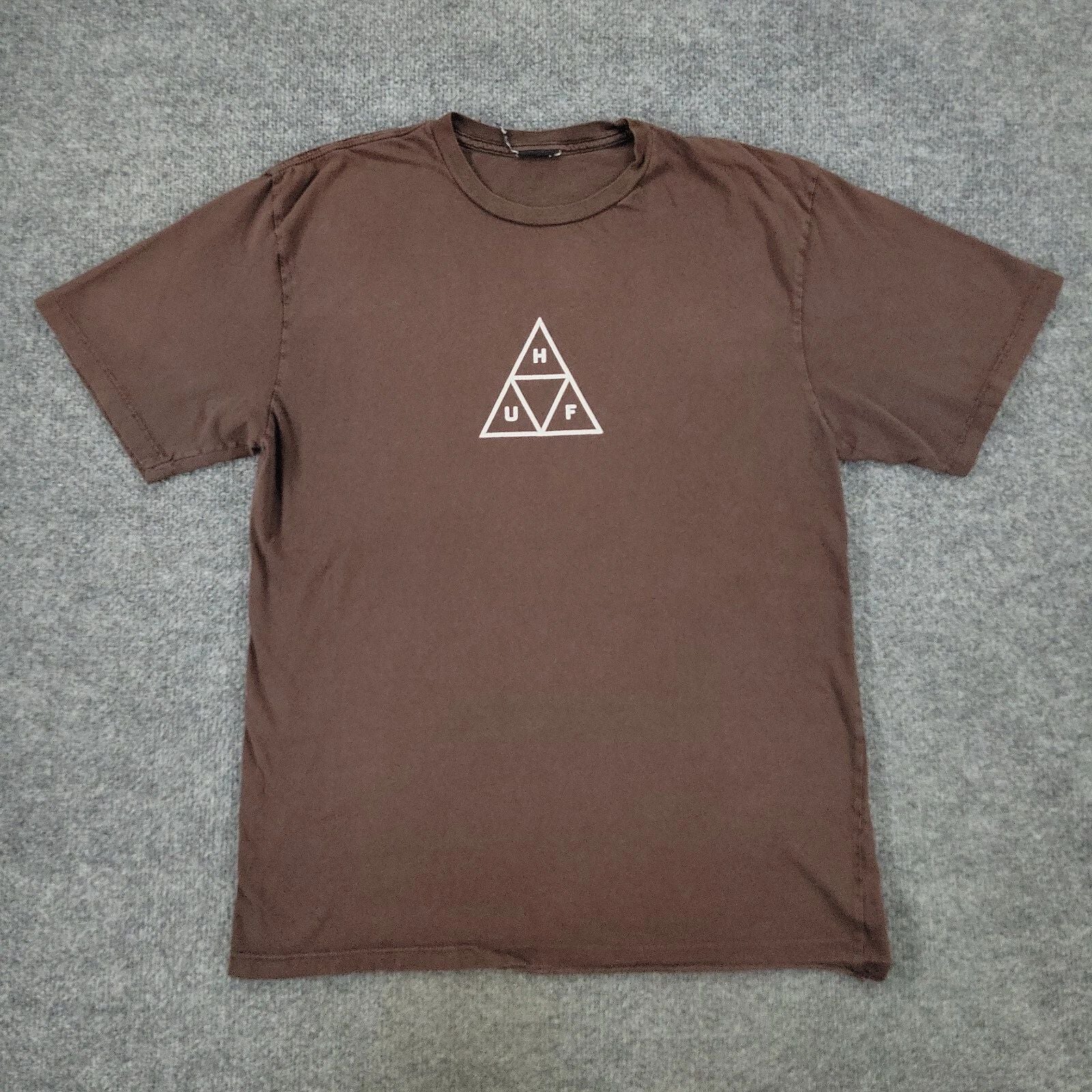 HUF Shirt Men's Medium Brown Graphic Tee Short Sleeve Spell Out Pullover Adult M