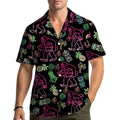 Surfing Bigfoot Hawaiian Shirt Neon Sasquatch Tropical Luau Button Up Men Women