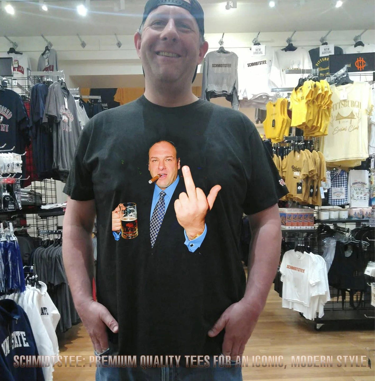 The Sopranos holding beer middle finger shirt