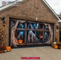 Haunted Window Spirits Halloween Garage Door Banner