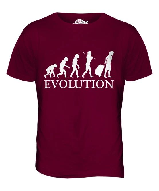 TRAVELLER EVOLUTION MENS T-SHIRT TEE TOP GIFT SUITCASE TRAVEL