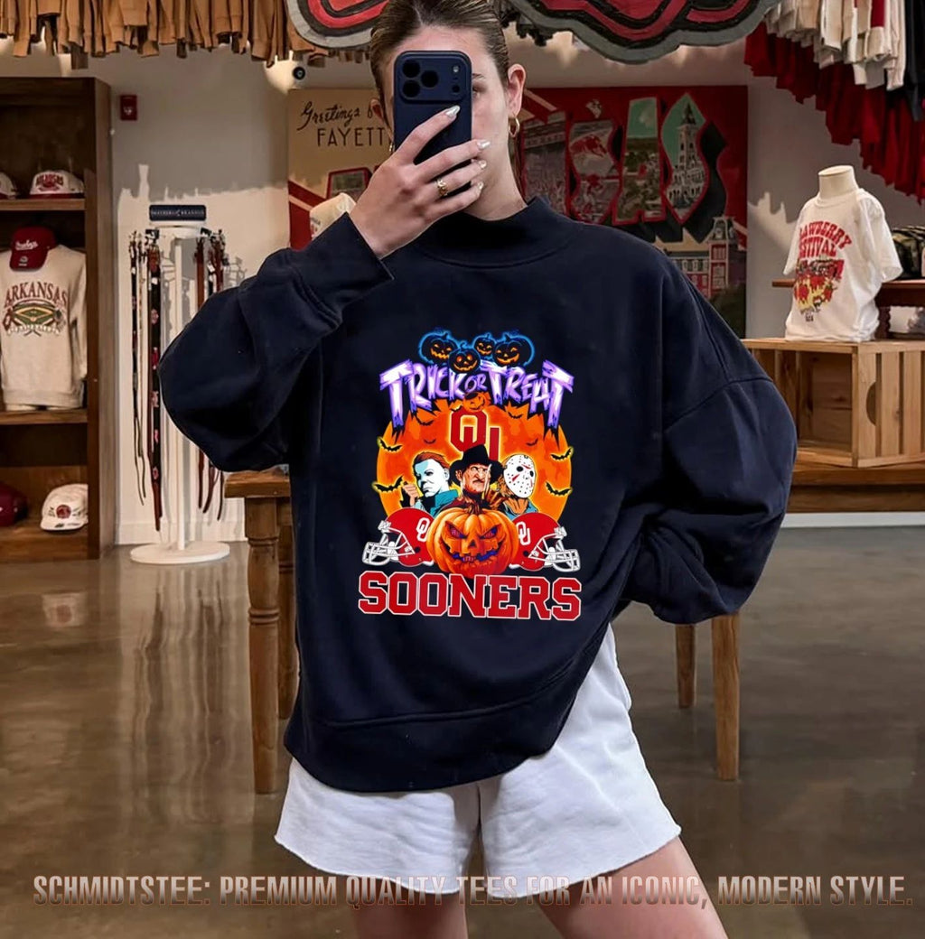 Oklahoma Sooners x Horror Characters Trick Or Treat Halloween 2026 shirt