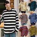 Top T Shirt Fancy Dress and Long Sleeve Black White White Striped Sleeve Men