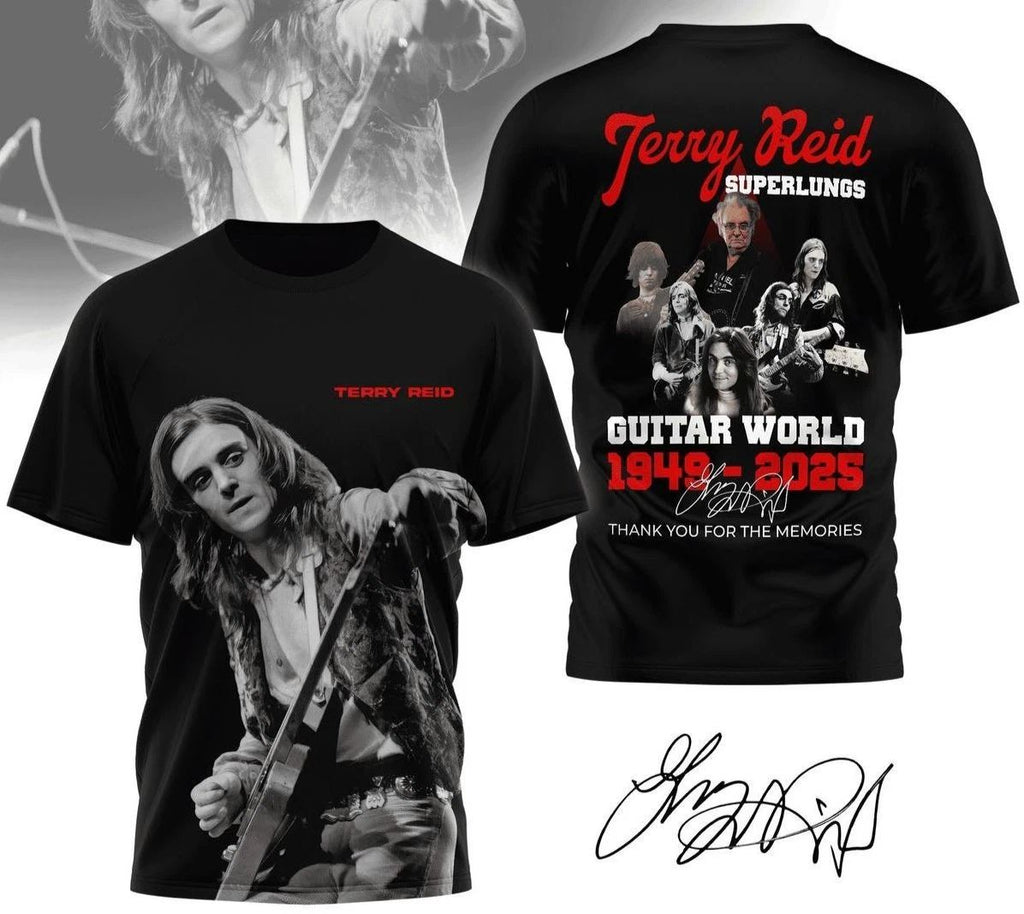 Terry Reid Superlungs Guitar World 1949 2025 Memories 3D T-Shirt S-5XL