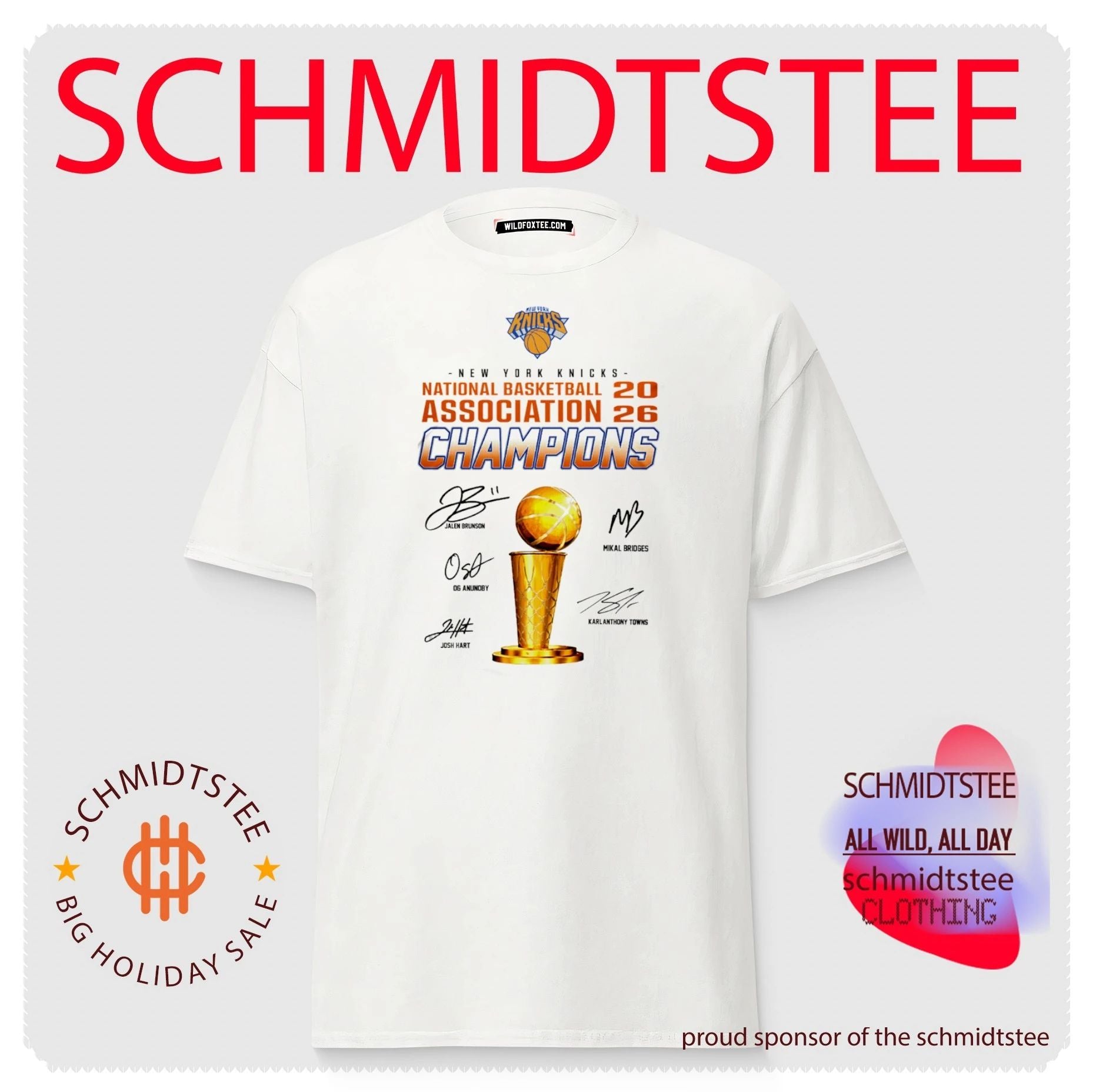 New York Knicks 2026 NBA Champions trophy signature t-shirt