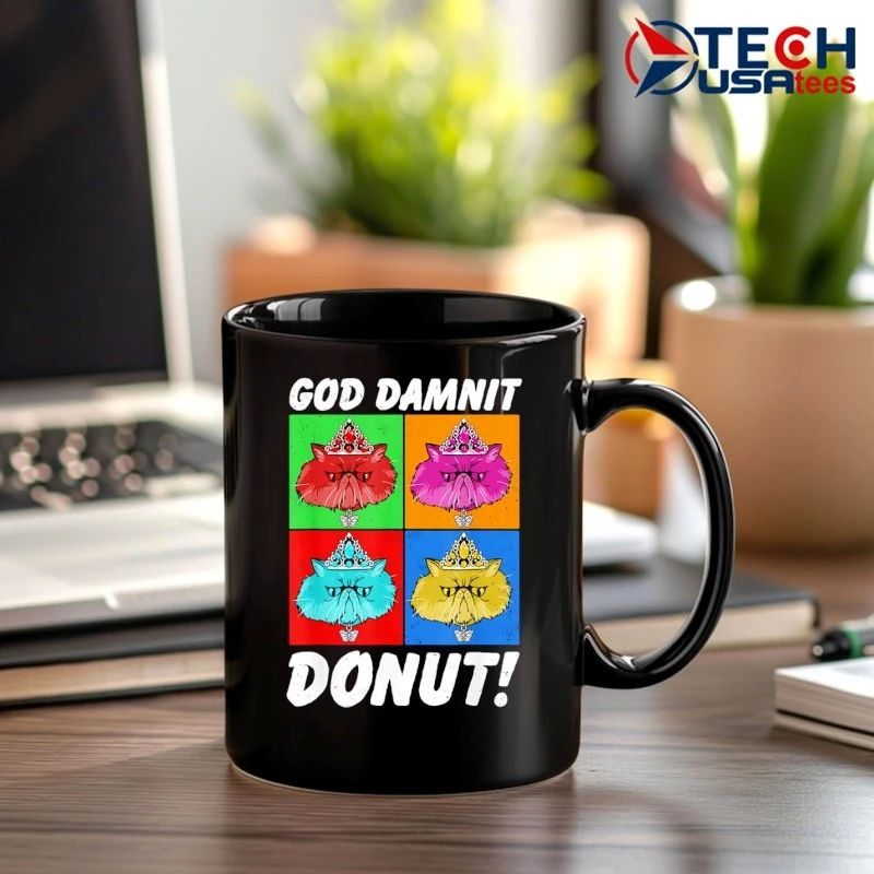 God damnit donut cat pop art shirt