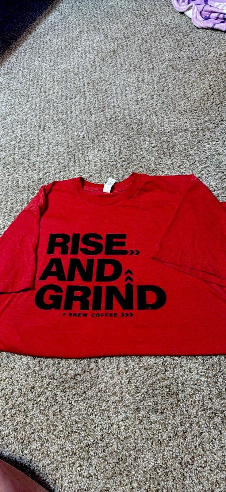 Seven brew Rise and Grind Coffee Graphic Red Cotton  T-Shirt Size L