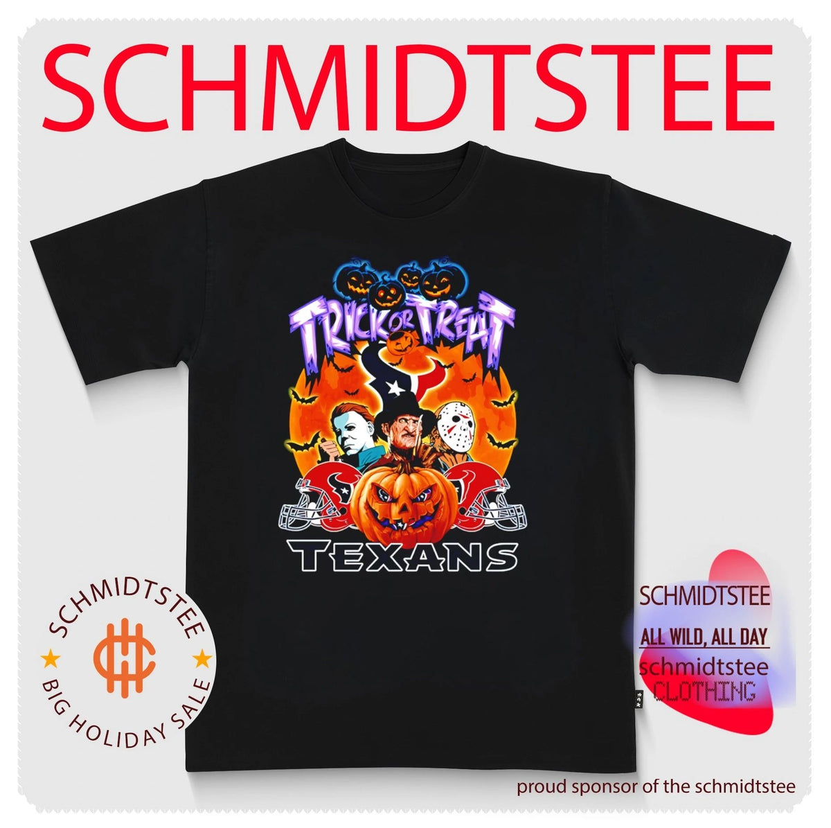 Houston Texans x Horror characters Trick Or Treart Halloween shirt