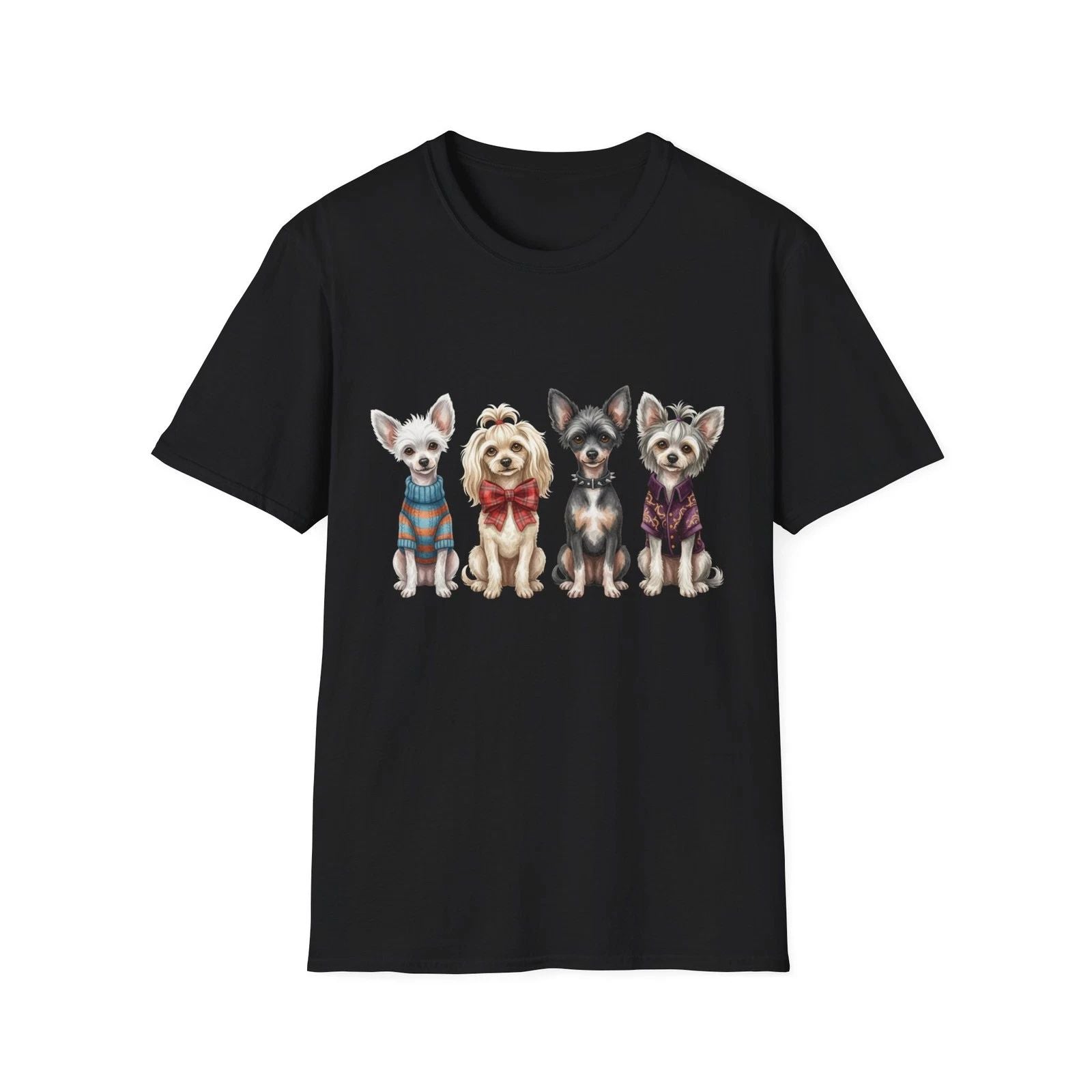 Cute Dogs Fashion Vintage Black Tee Dog Lover Graphic T-Shirt