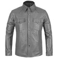 New Men's Genuine Lambskin Leather Shirt Jacket Stylish Soft Slim Fit Shirt Grey