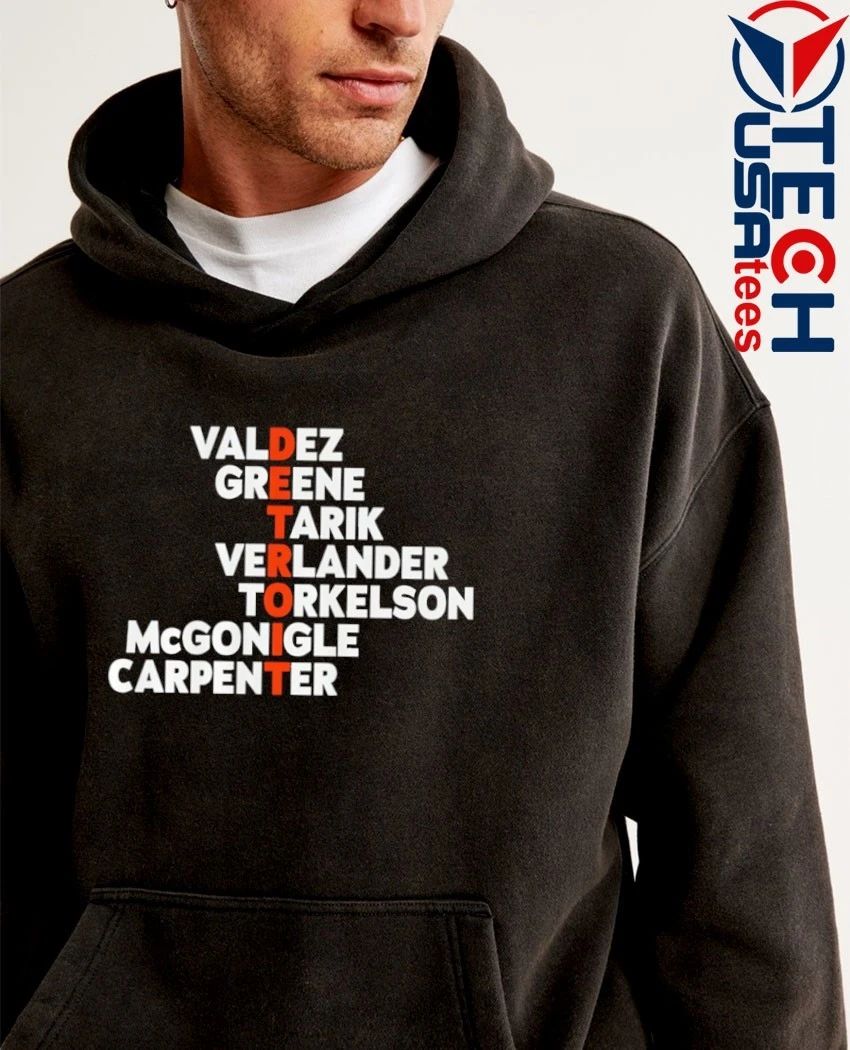Detroit Tigers Baseball Valdez Greene Tarik Verlander Torkelson McGonigle and Carpenter players name shirt by breakingt