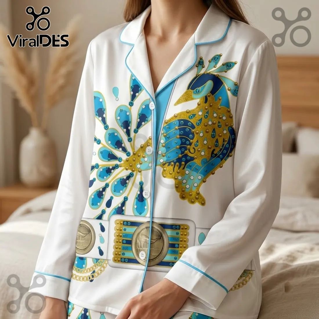 Elvis Presley Peacock Satin Pajama Set