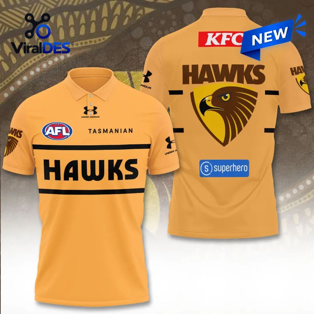 Hawthorn Football Club Gold Polo Shirt
