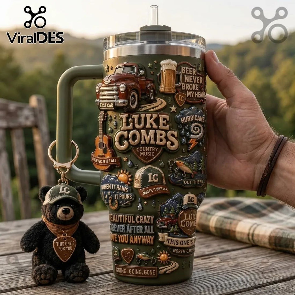 Luke Combs Embossed Green 40oz Tumbler