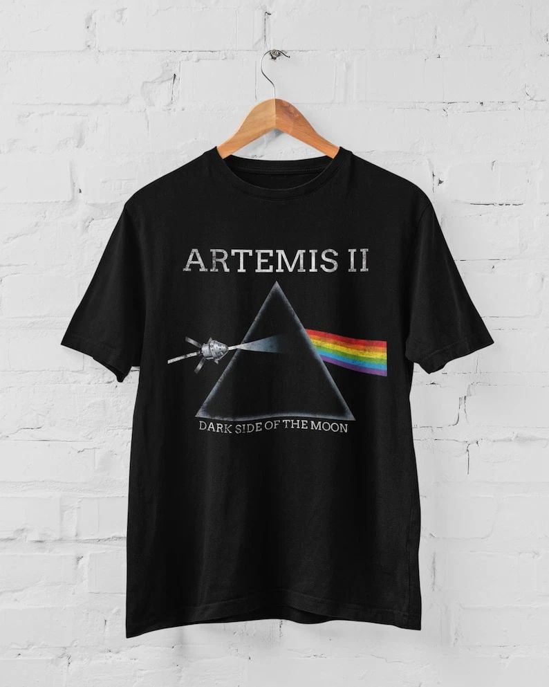 Artemis II Dark Side of the Moon Space Mission Unisex Black Graphic T‑Shirt