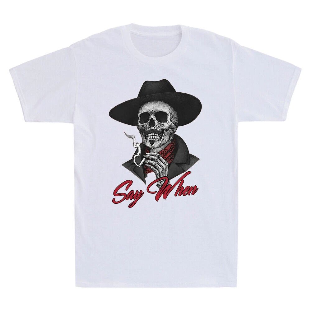Say When Doc Holiday Skull Skeleton Waiting To Death Vintage Men's T-Shirt Black