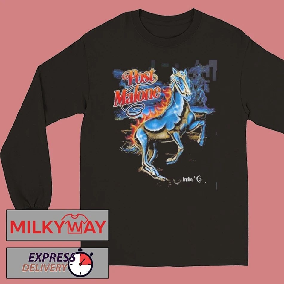 Post Malone Stagecoach 2026 Festival Indio California Merch On April 26 2026 The Lightning Horse T-Shirt