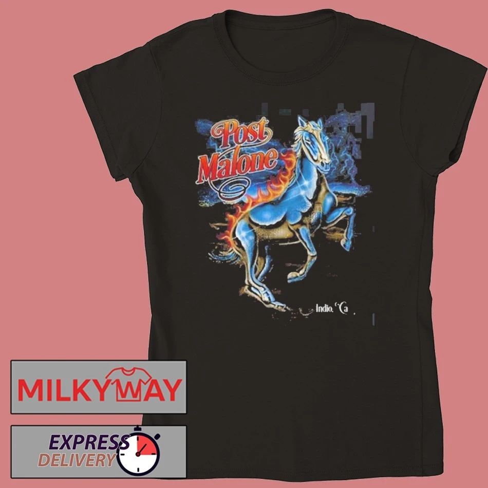 Post Malone Stagecoach 2026 Festival Indio California Merch On April 26 2026 The Lightning Horse T-Shirt