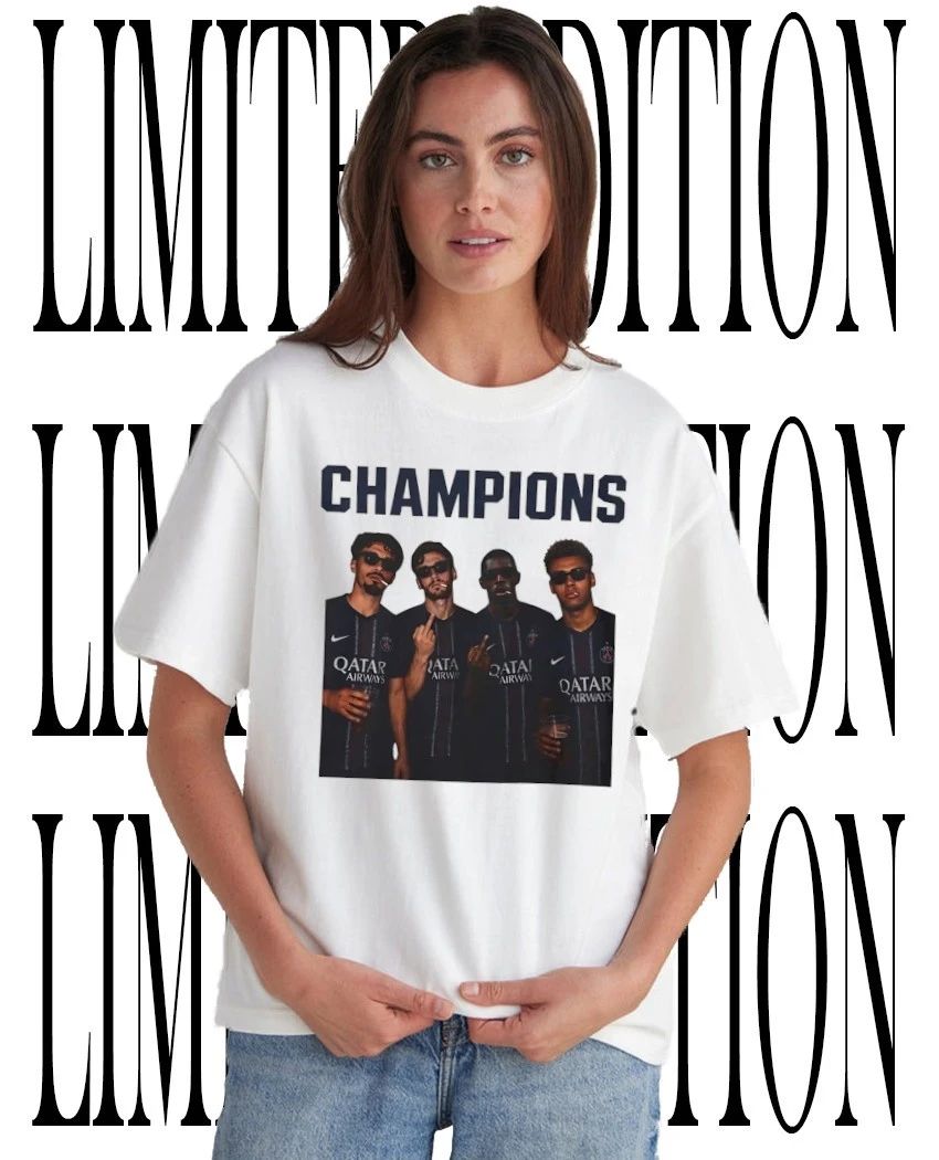 Paris Saint-Germain Celebratory Champions Middle Finger Smoking Drink T-Shirt