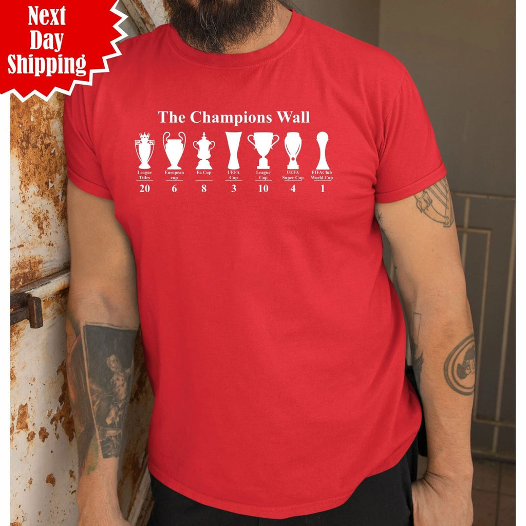 Liverpool Champions Wall T-Shirt Trophy Icons Printed Champion League Winner Top