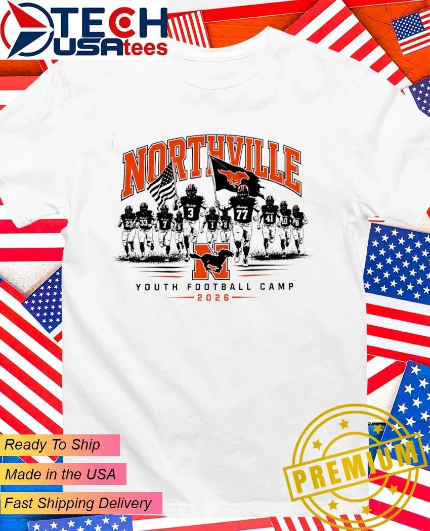 Northville Youth Football Camp 2026 players American flag shirt