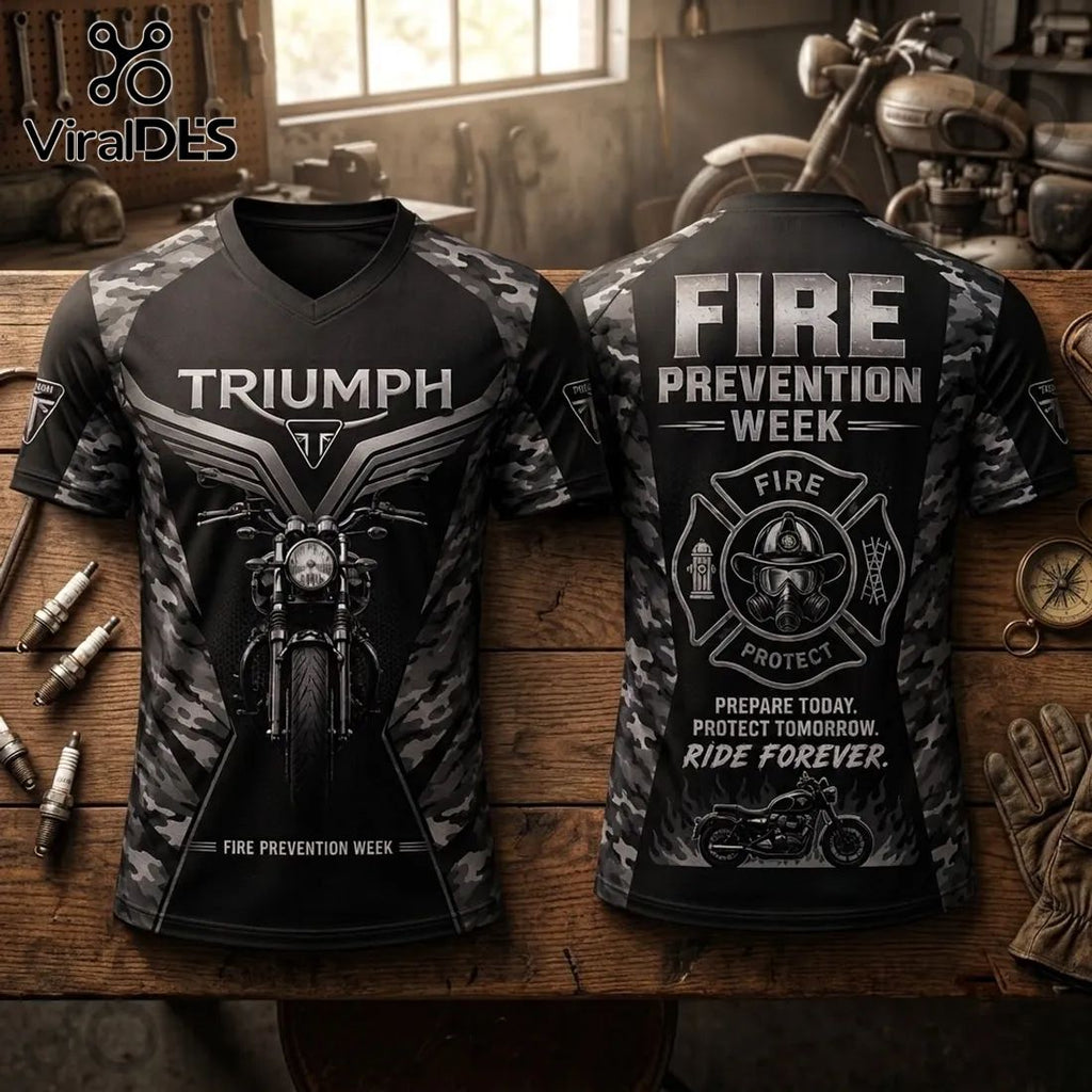 Triumph Motorcycle Camo Firefighter V-Neck Shirt