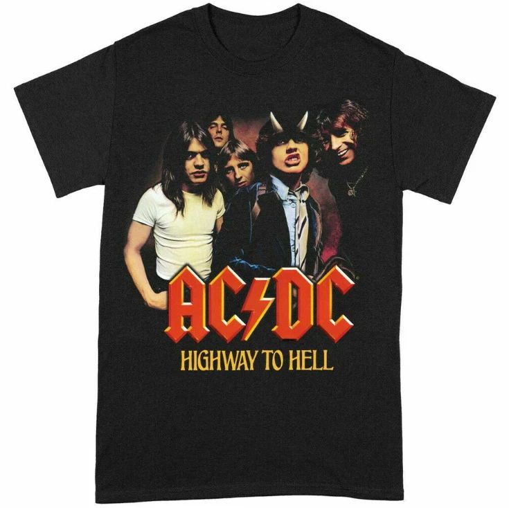 AC/DC Highway To Hell T-Shirt Classic Rock Unisex Black Cotton Tee S-5XL New