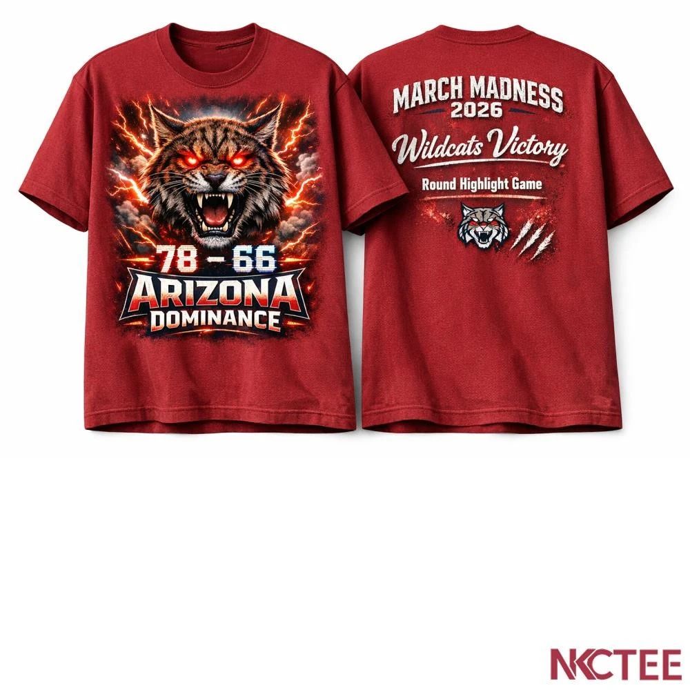 NKCtees Arizona Wildcats 78–66 Victory T-Shirt 2026 NCAA Tournament March Madness Graphic Tee