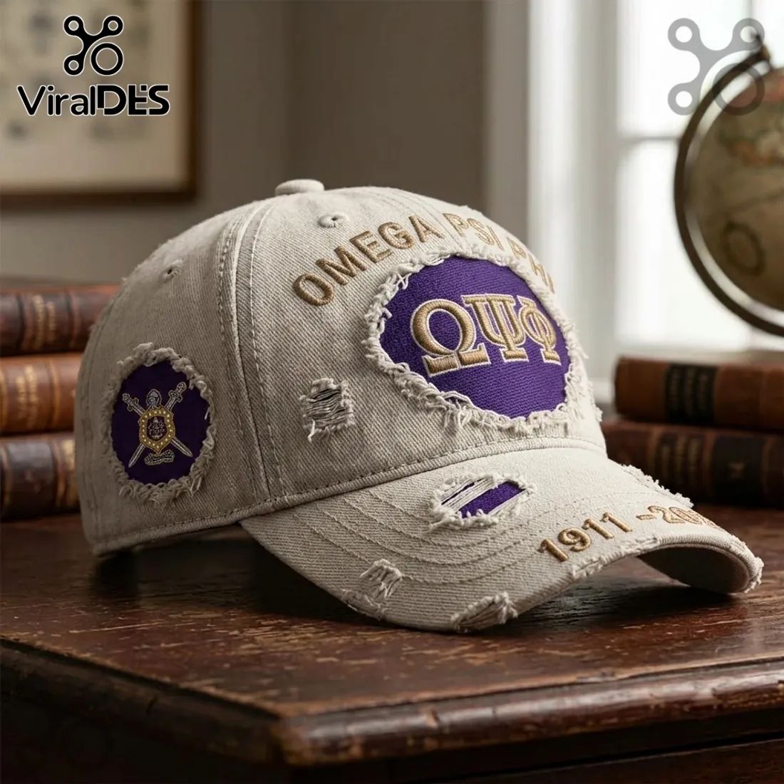 Omega Psi Phi 1911-2026 Distressed Baseball Cap