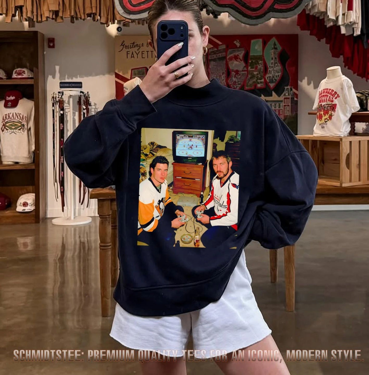 Sidney Crosby and Alexander Ovechkin playing video game shirt
