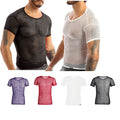 Mens Vest Stylish T-Shirt Sleepwear Clubwear Transparent Tops Cutout AU