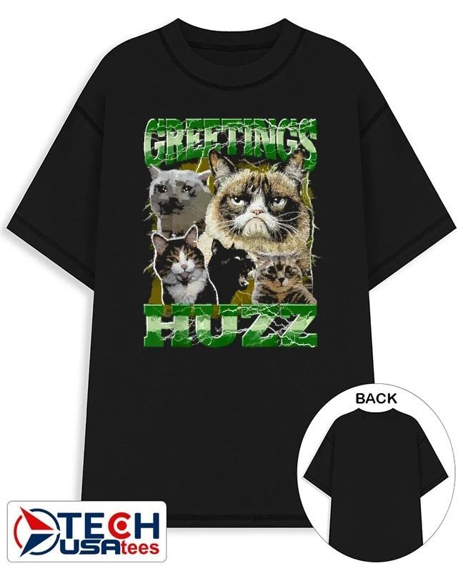 Greetings Huzz graphic shirt