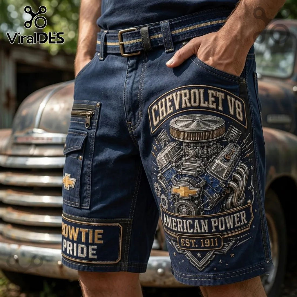 Chevrolet Bowtie Pride Vintage Engine Utility Shorts