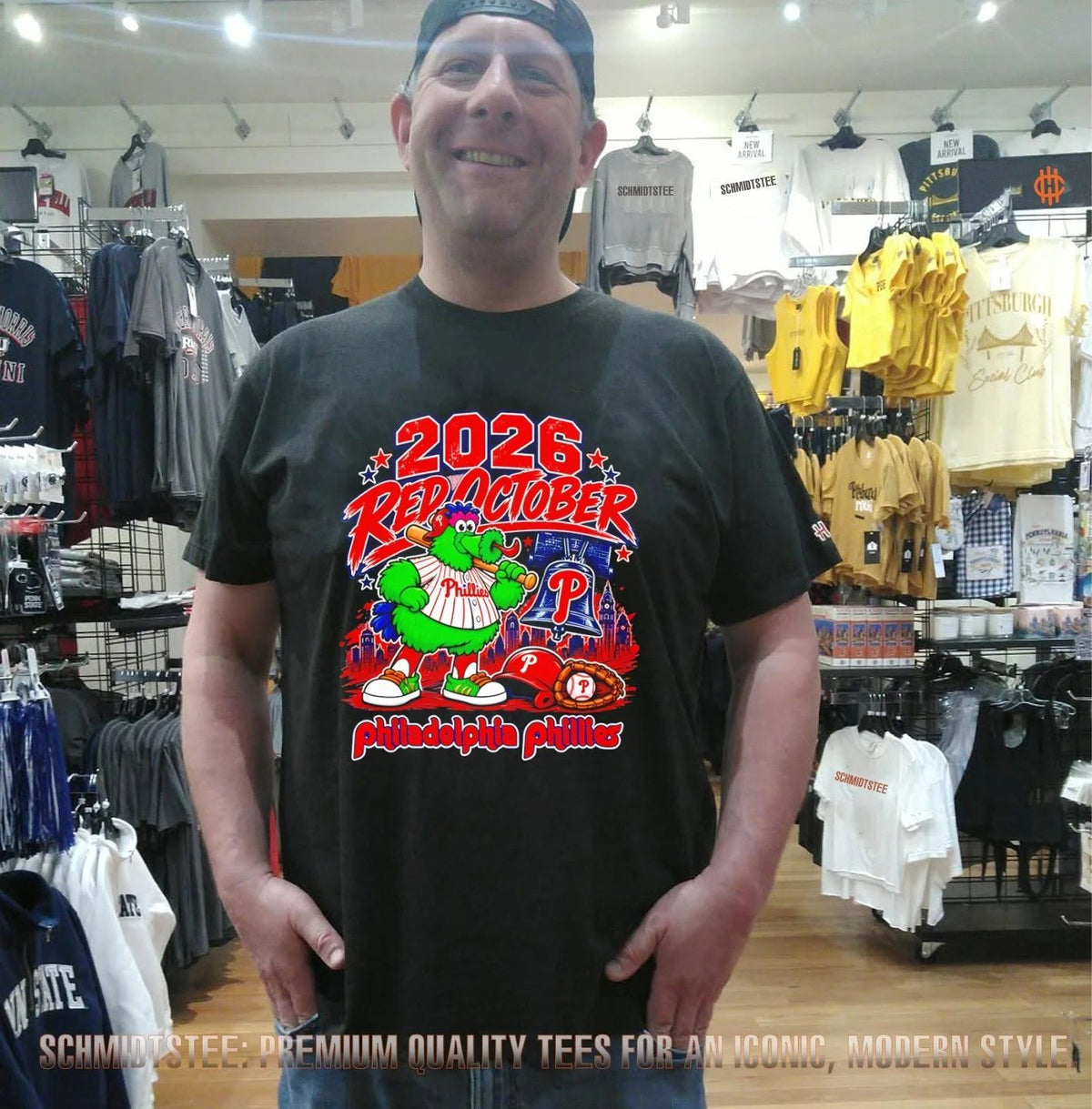 2026 Red October Philadelphia Phillies Baseball Postseason mascot skyline shirt