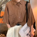 Men's Fashion Shirt Casual Slim Shirts Short Sleeve Button Down Tops Blouse