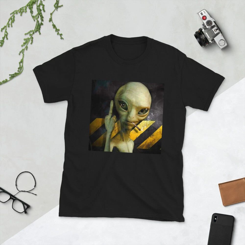 ALIEN EXTRATERRESTRIAL FINGER FUN GRAPHIC TRENDY Short-Sleeve Unisex T-Shirt