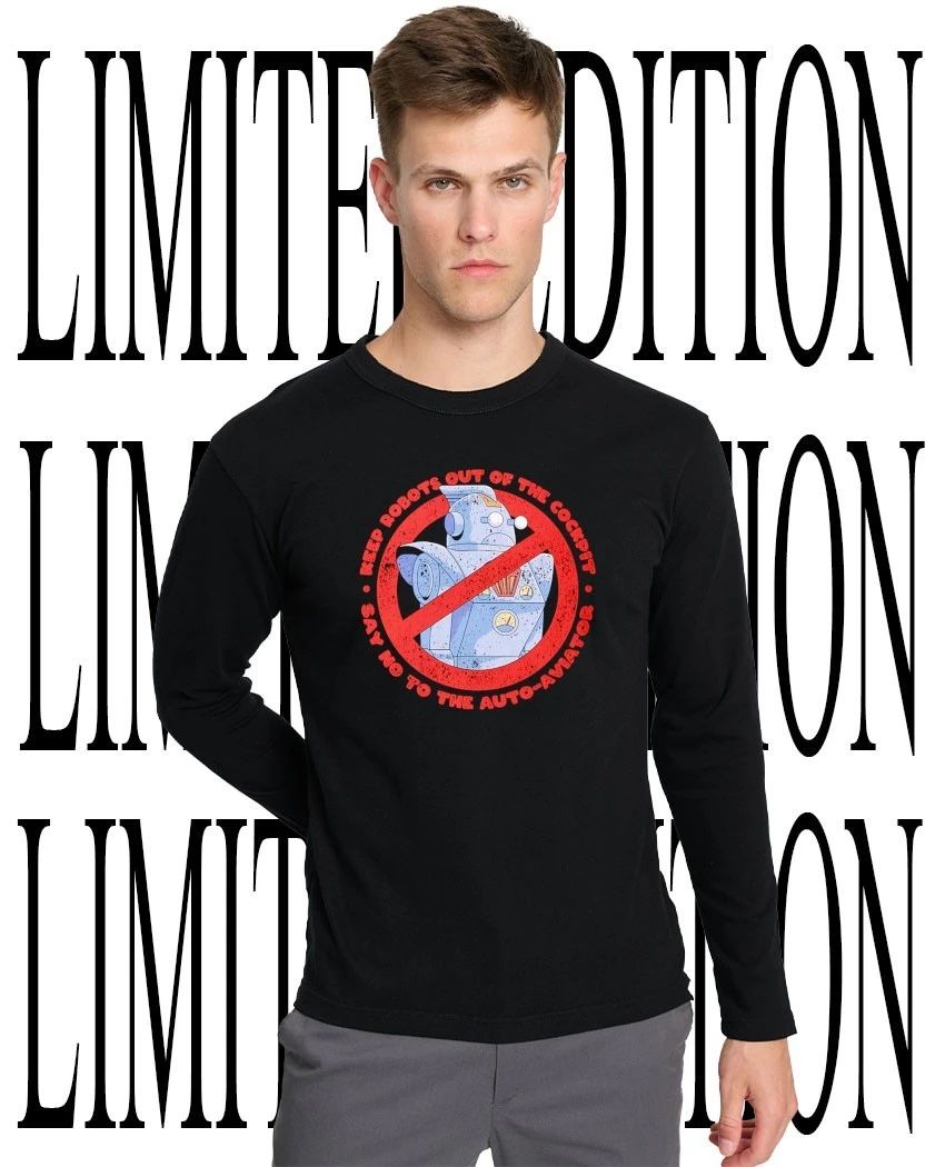 Keep Robots Out Of The Cockpit Say No To The Auto-Aviator Vintage Robot Pilot Distressed Anti Automation Shirt