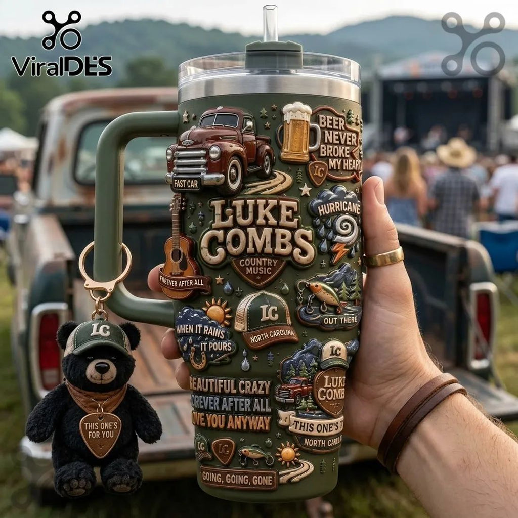 Luke Combs Embossed Green 40oz Tumbler