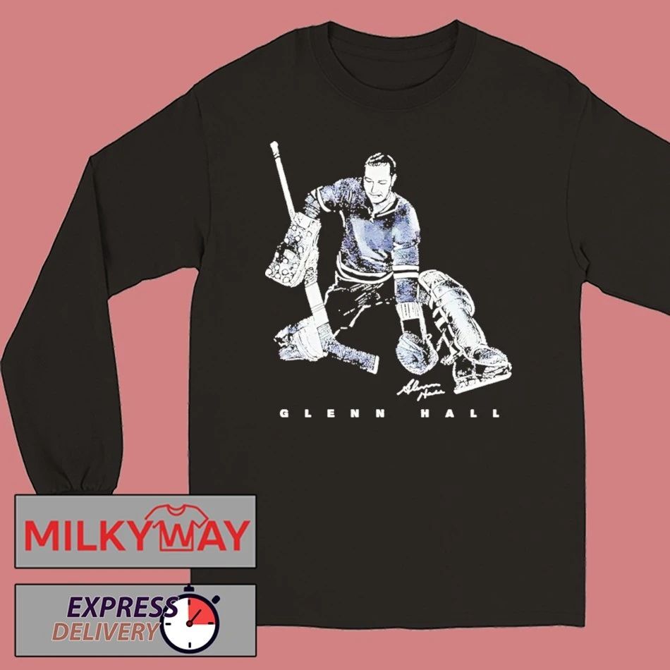 Glenn Hall Chicago Blackhawks Bitmap Signature Shirt