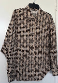 Express Boyfriend Geometric Button-Up Shirt Long Sleeve L 97% Cotton 3% Spandex