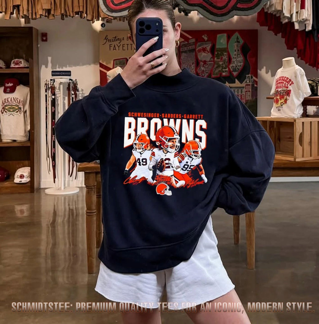 Cleveland Browns Schwesinger Sanders Garrett Caricature signature shirt