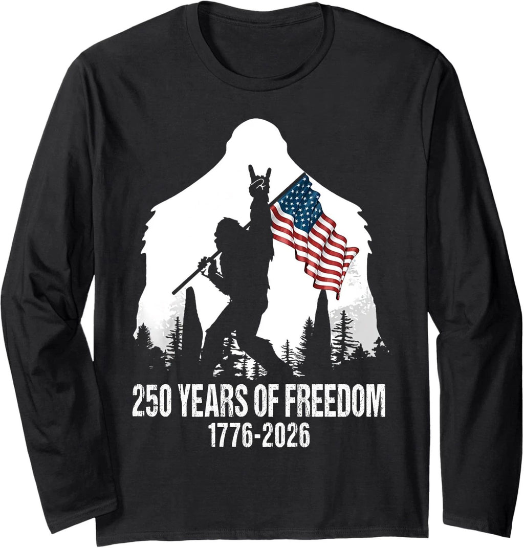Bigfoot Sasquatch Flag 250 Years 1776-2026 250th Anniversary Long Sleeve T-Shirt