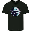 Yin Yang Glitch Yoga Meditation SCI-FI MMA Mens V-Neck Cotton T-Shirt