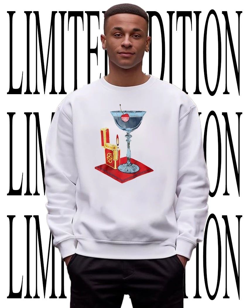Cocktail Glass with Cherry and Lighter Illustration shirt