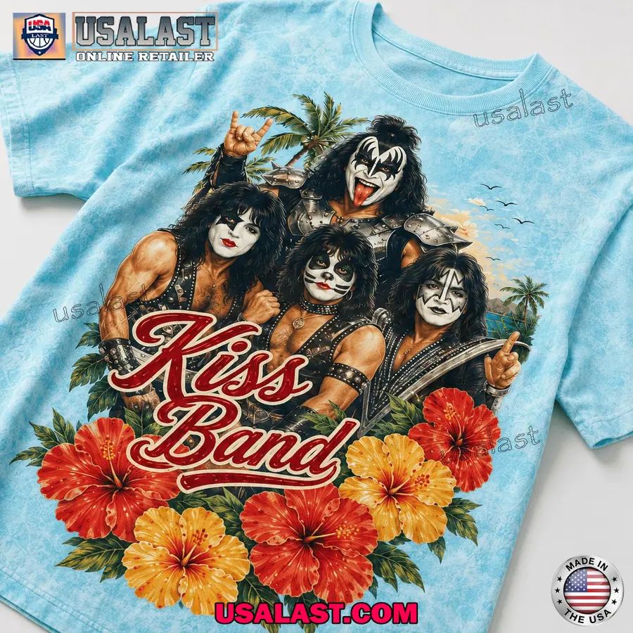 Kiss Band Hawaiian Vibes 3D T-Shirt