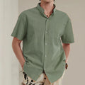 Men's Casual Slim Shirts Short Sleeve Button Down Tops Blouse