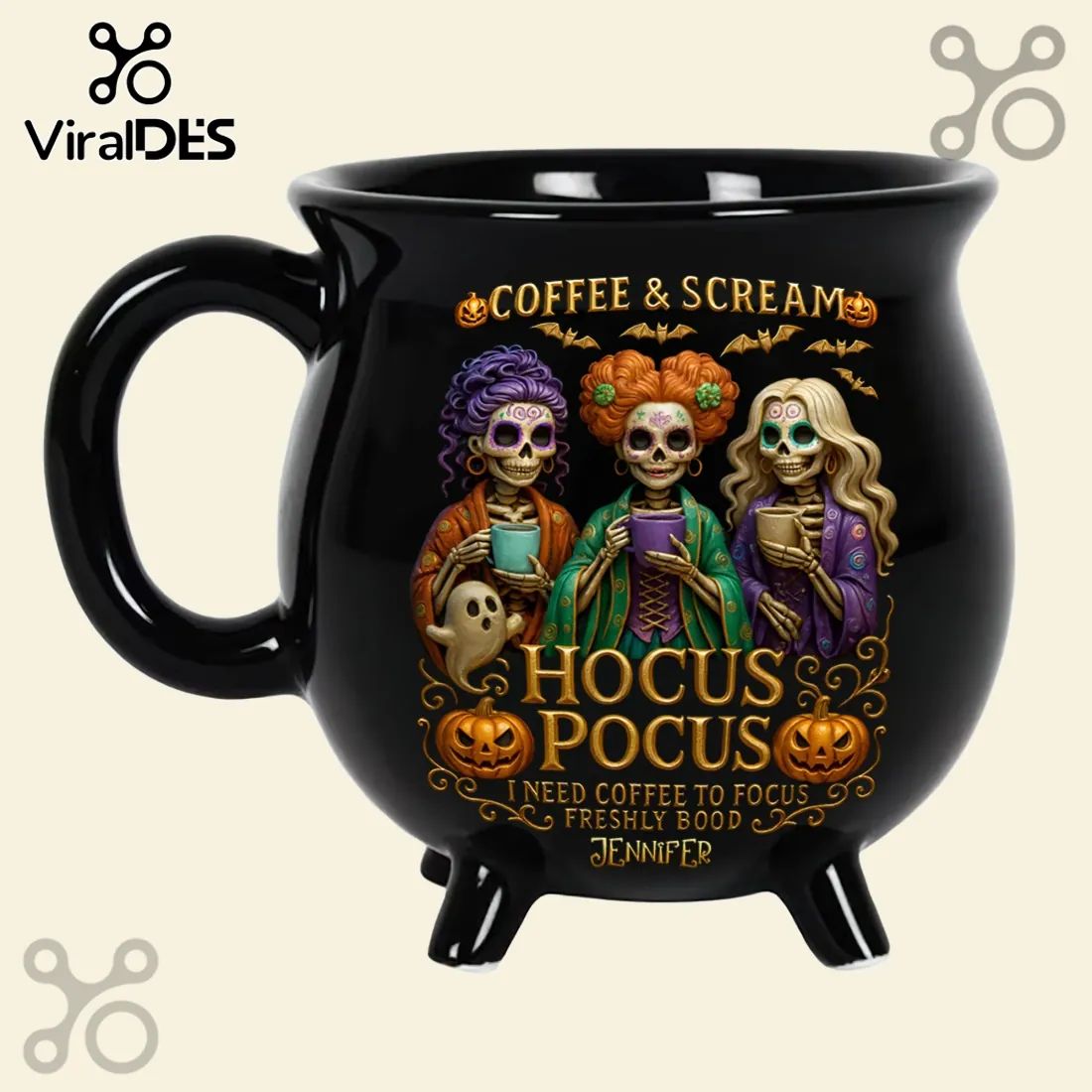 Hocus Pocus Three Sisters Cauldron Ceramic Mug