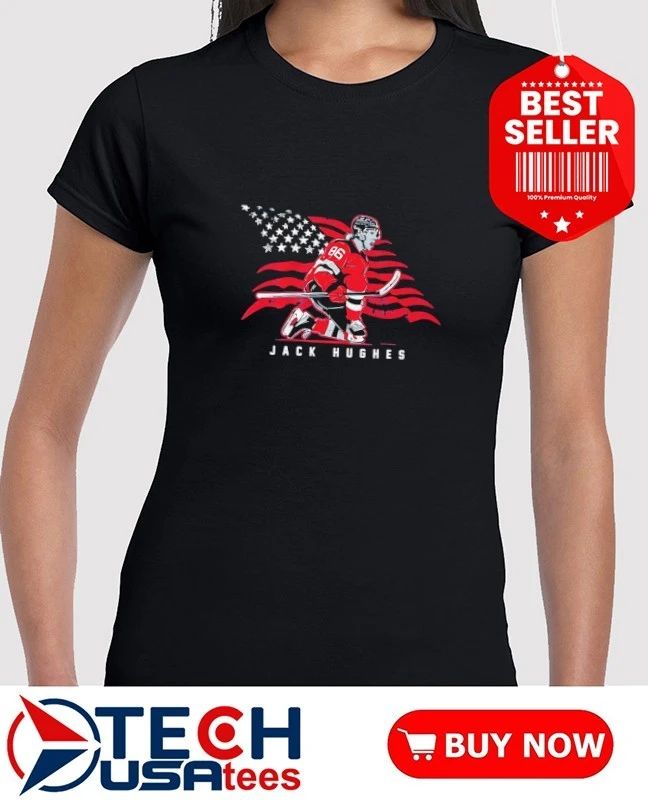Jack Hughes Team USA stars and stripes superstar pose shirt