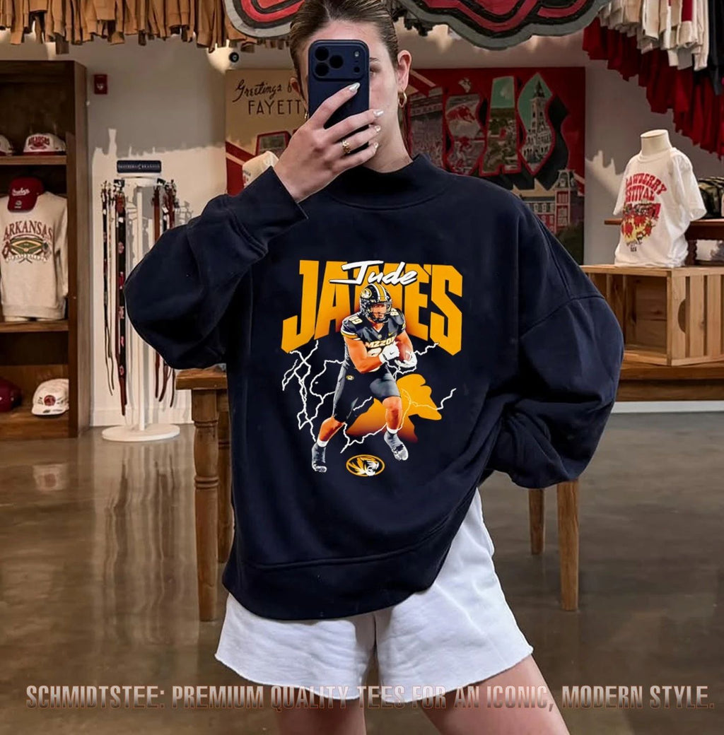 Jude James Missouri Tigers Football NCAA Lightning Illustration Shirt
